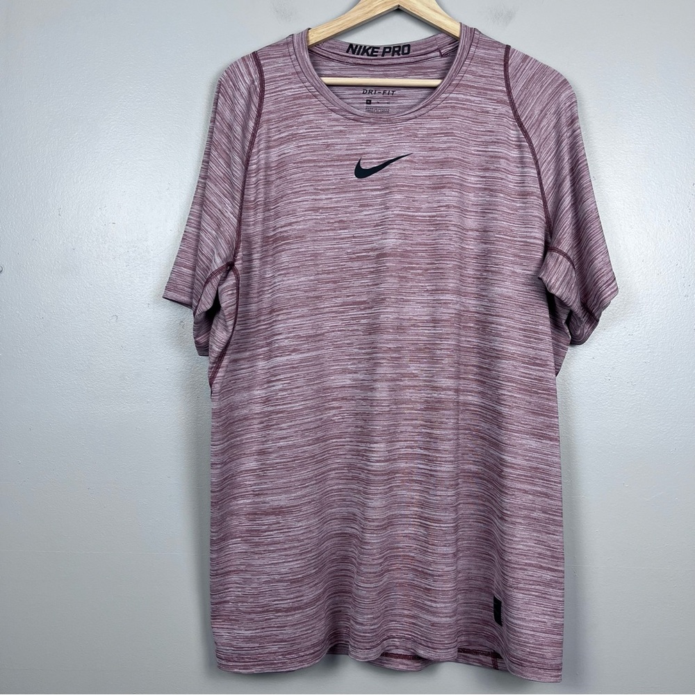 Nike Pro Men's Dri-Fit Heathered Red Performance Tee 859216 Shirt Size XL Active